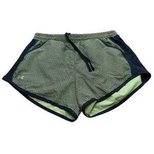 Green Black Under Armour Heat Gear Athletic Running Shorts